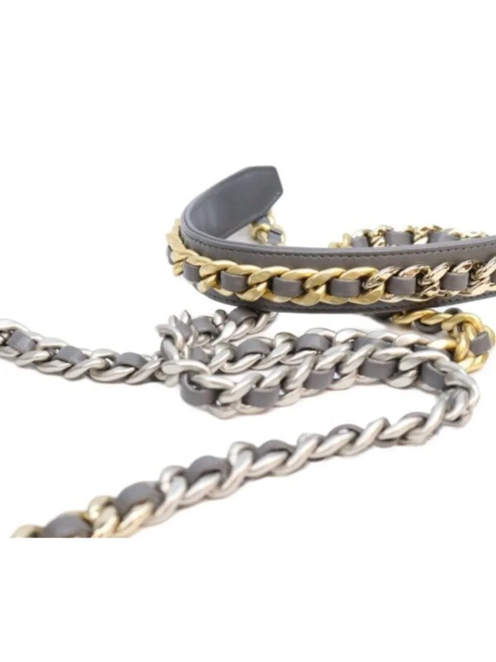 Chanel Gray Lamb 19 Chain Wallet Shoulder